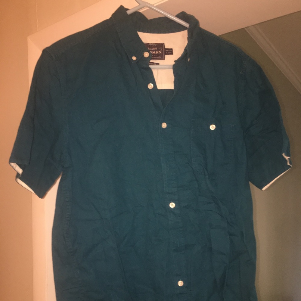 Topman L blue short sleeve button up